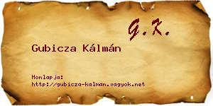 Gubicza Kálmán névjegykártya